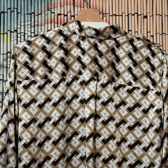 JONES NEW YORK Signature Button-Down Pointed Collar Blouse, Geometric Multi, L - Picture 4 of 16